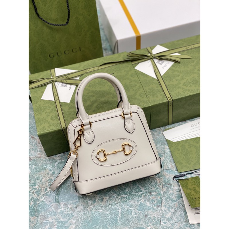 Gucci Top Quality Horsebit 1955 mini top handle 640716 white bag